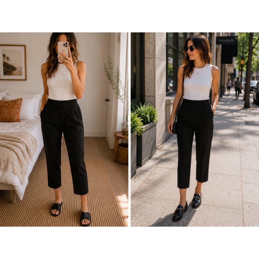 Babaton Cohen Pants Black Sz 00‎ Cropped Straight Minimalist Career Quiet Luxury